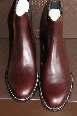 Pre-owned Gucci Men's Leather Ankle Boots Shoes 247492  7-7.5 (us 7.5-8) $800 In Red