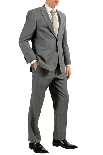 Pre-owned Hugo Boss "paolini1/movio1us" Men's 100% Wool Gray Two Button Suit