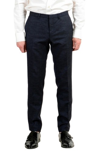Pre-owned Hugo Boss "reyno4/wave2" Men's Wool Extra Slim Two Button Suit In Blue