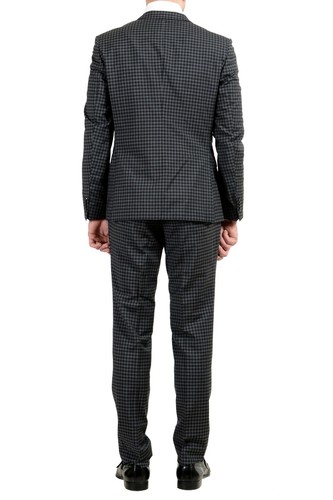 Pre-owned Hugo Boss "reymond/wenten" Men's 100% Wool Plaid Extra Slim Two Button Suit In Multicolor