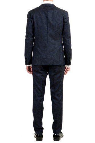 Pre-owned Hugo Boss "reyno4/wave2" Men's Wool Extra Slim Two Button Suit In Blue
