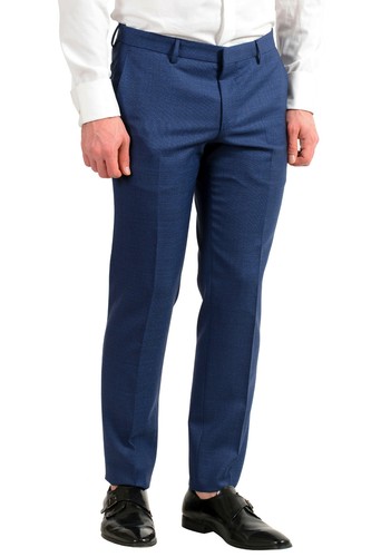Pre-owned Hugo Boss Men's "novan5/ben2" Slim Fit 100% Wool Blue Two Button Suit