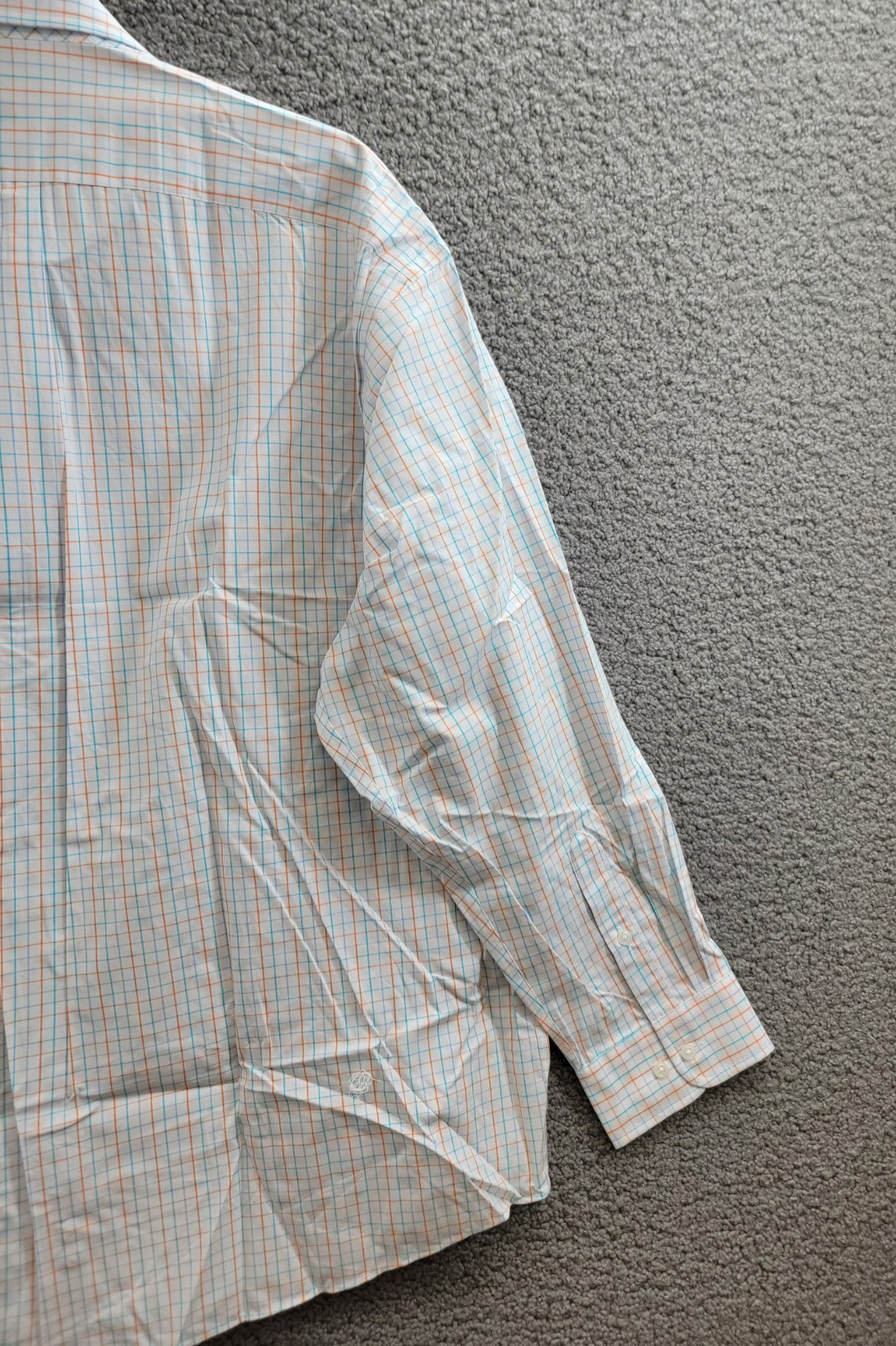 Club Room Regular Fit Performance Dress Shirt Men's 18.5 34-35 Orange/Aqua L/S - Picture 15 of 18