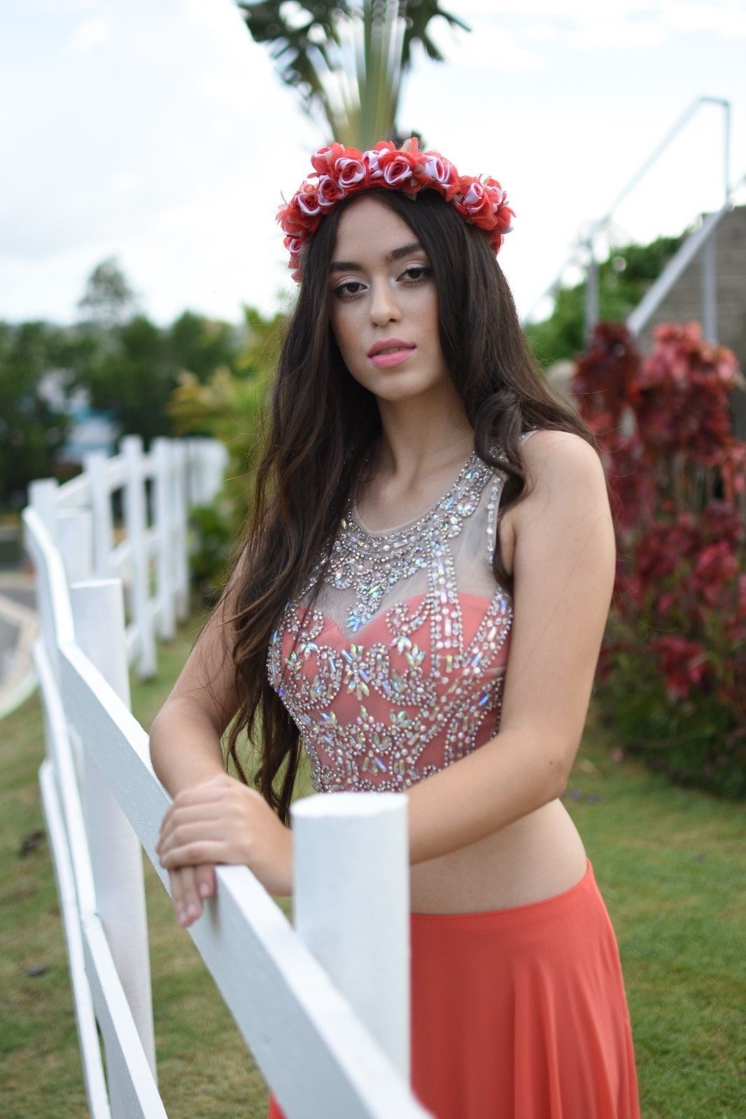 Coral  Formal Wear 2 PC Womans Size 7 with Beading on front of top