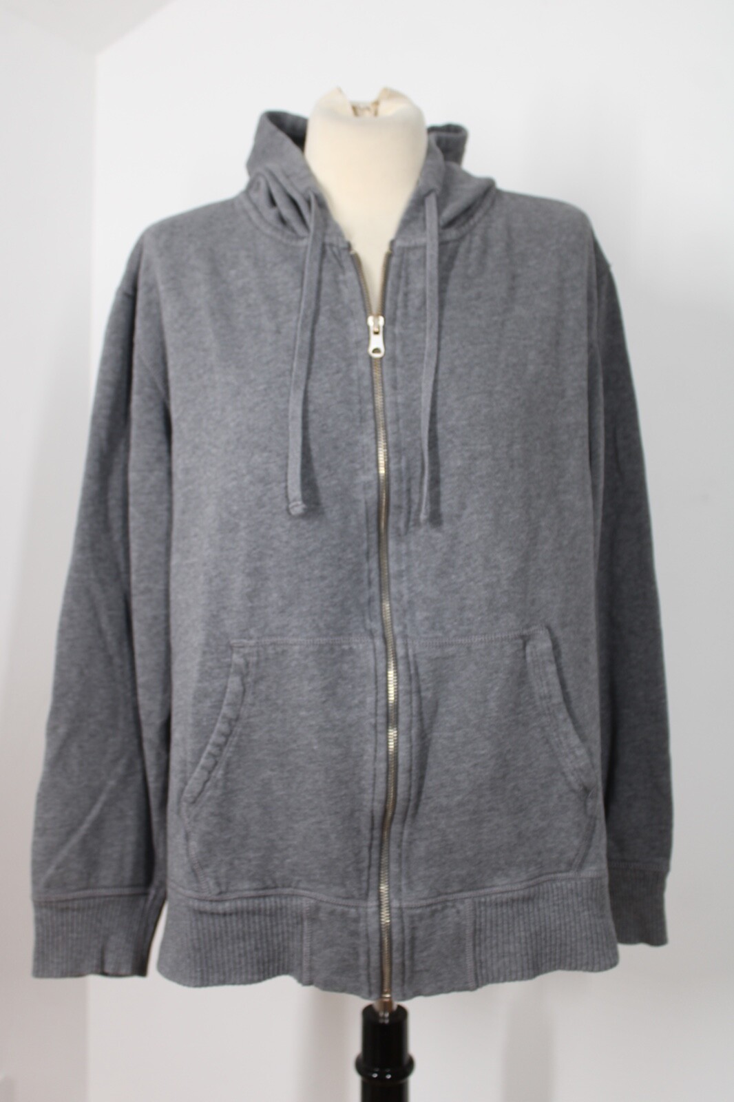 Theory XL Gray Cotton Blend Logo Full Zip Hoodie Sweatshirt
