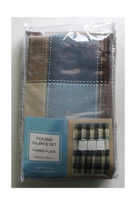 UPC 028967000345 product image for Window Accents Harris Plaid Woven Rod Pocket 3-piece Tier And Valance Set, By | upcitemdb.com