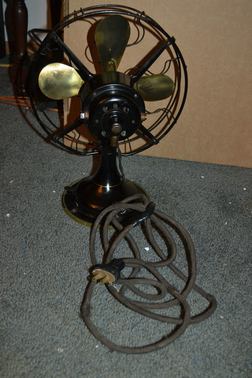Small Antique Fan Vtg 4 blade Brass Robbins & Meyer