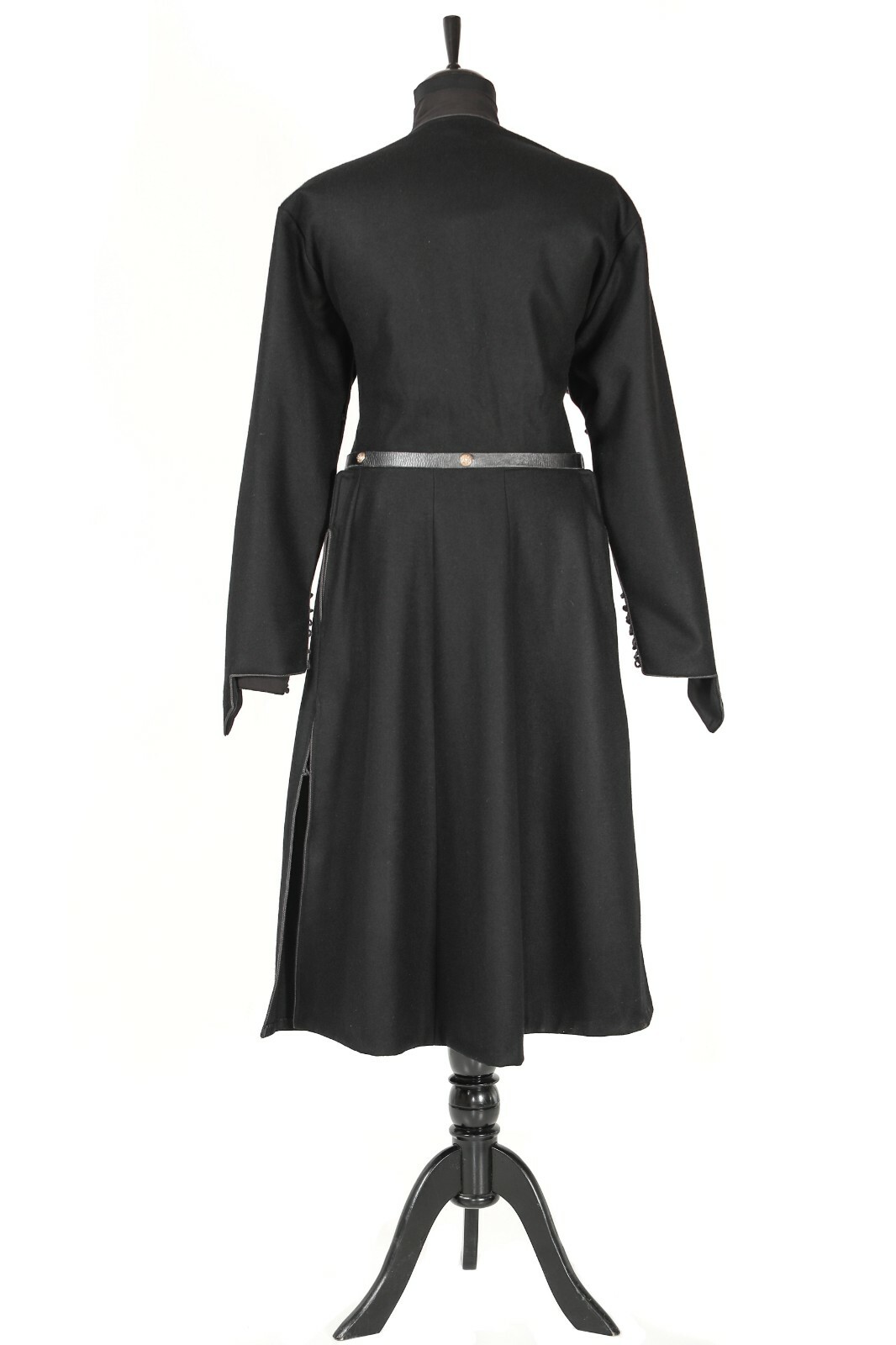 Pre-owned Handmade Men's  Coat "chokha" With Beautiful Details (a Sword, A Belt ) In Black