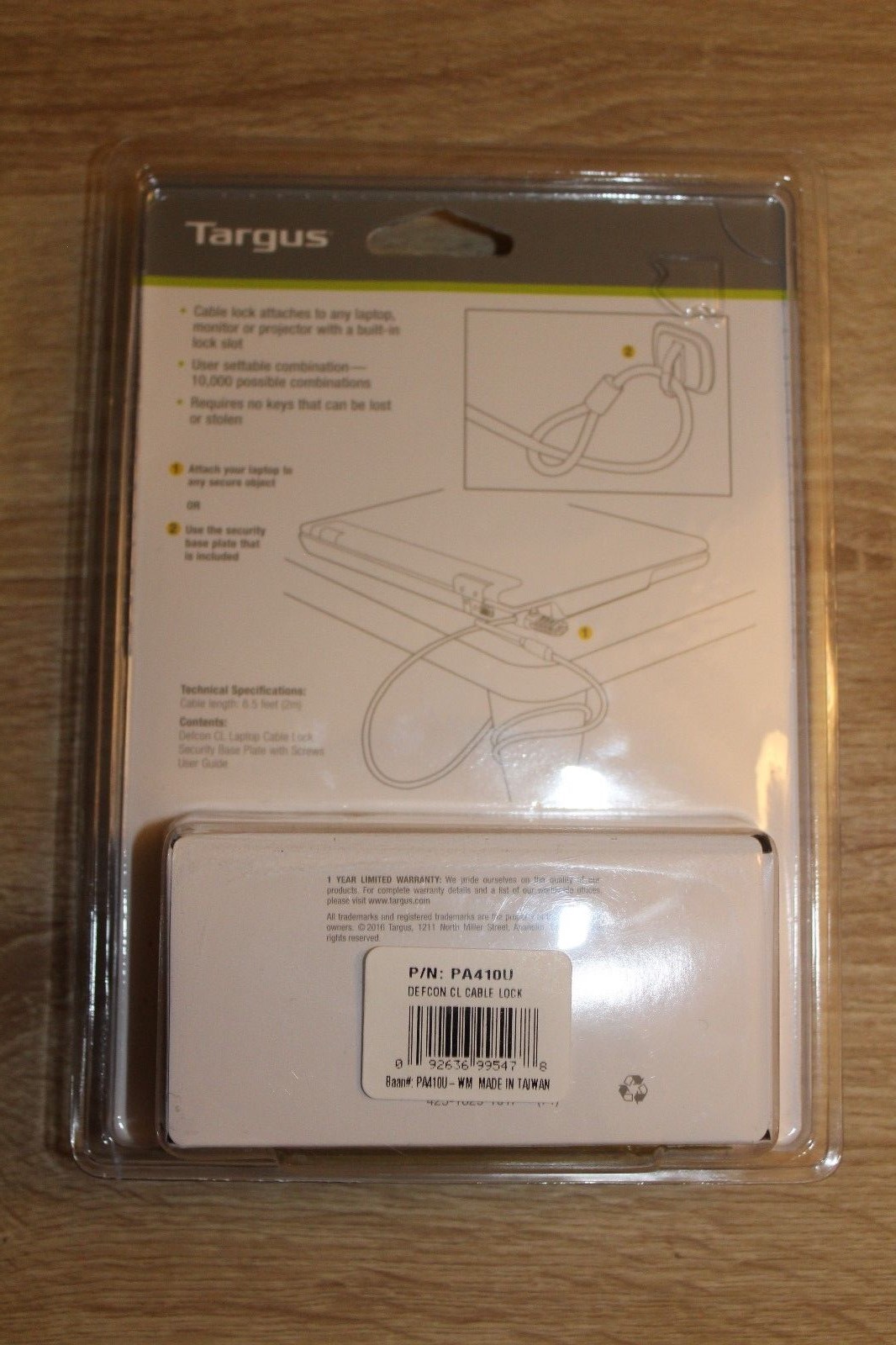 NEW Targus Defcon CL Laptop Cable Lock PA410U  Combination Lock 6.5 ft.