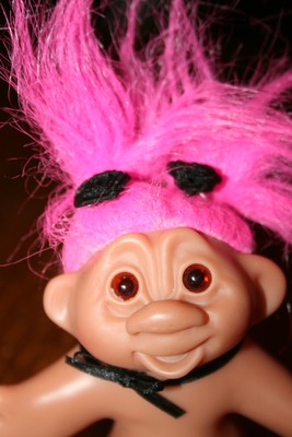 DAM Troll 2005 Punk Rock Gothic Troll w/ Pink Hair and Amber Eyes no Clothes