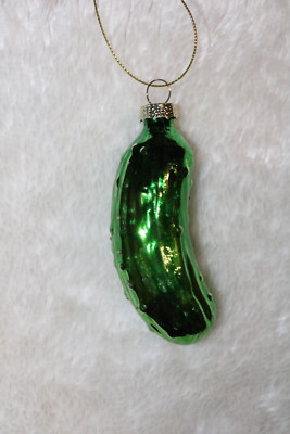 Christbaumschmuck Gurke aus Glas, originelle Deko, H 9 cm, Christbaumgurke
