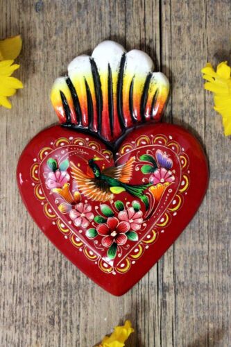 Heart Handmade & Hand Painted Sm Sz Wood Hummingbird Pátzcuaro Mexican Folk Art