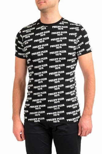 Philipp Plein Men's Black Short Sleeve Logo Print Crewneck T