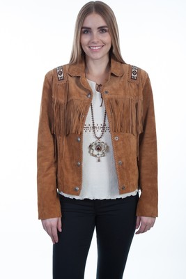 Pre-owned Scully Womens Bourbon Boar Suede Laced Jacket L