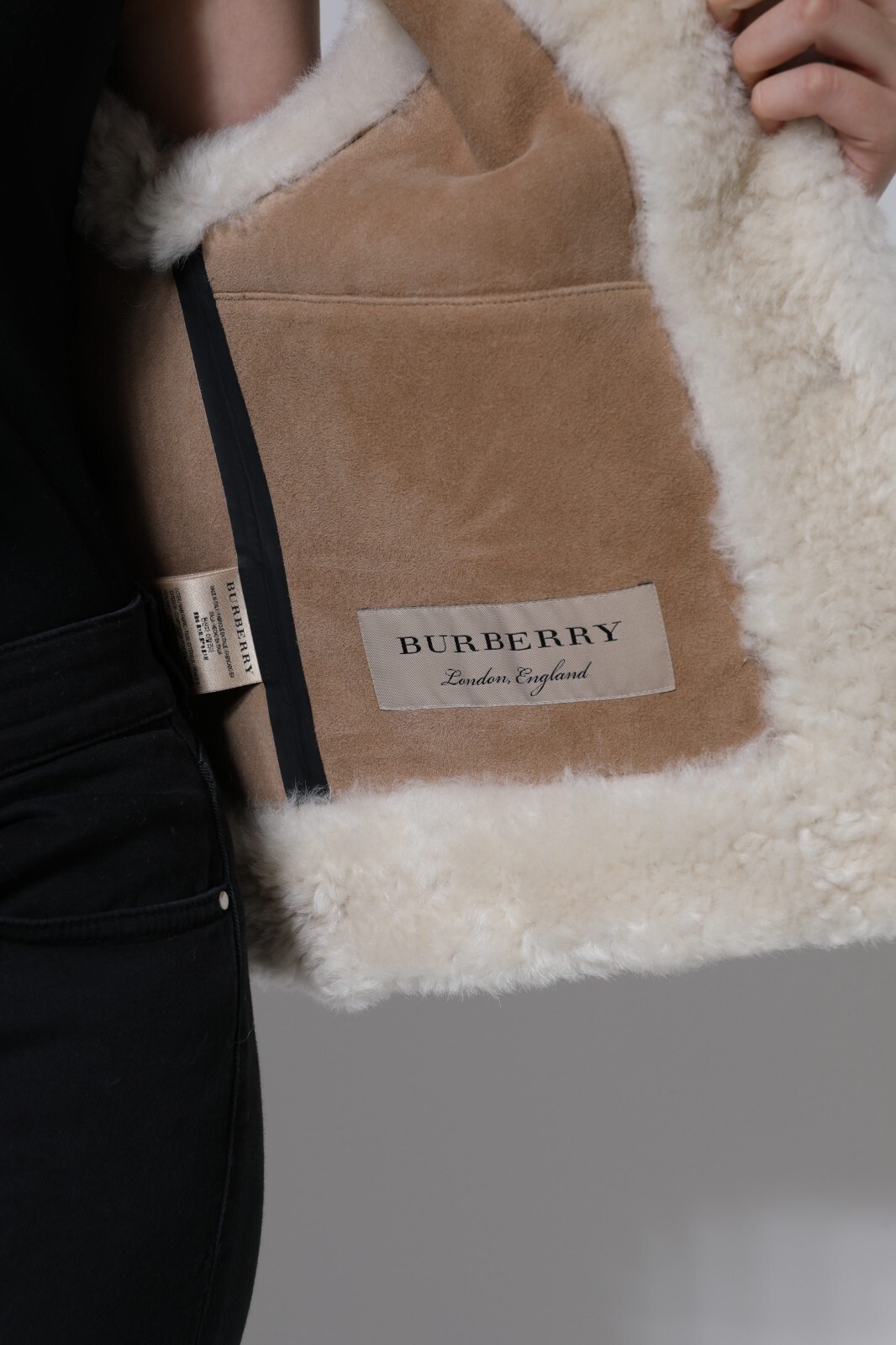 Pre-owned Burberry Jacket White Warrenford Shearling Leather Vest Coat It44/us10/l 3690usd