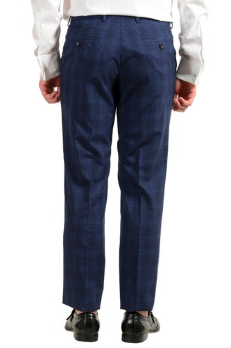 Pre-owned Hugo Boss Men's Jeckson/lenon1 Regular Fit 100% Wool Blue Plaid Two Button Suit