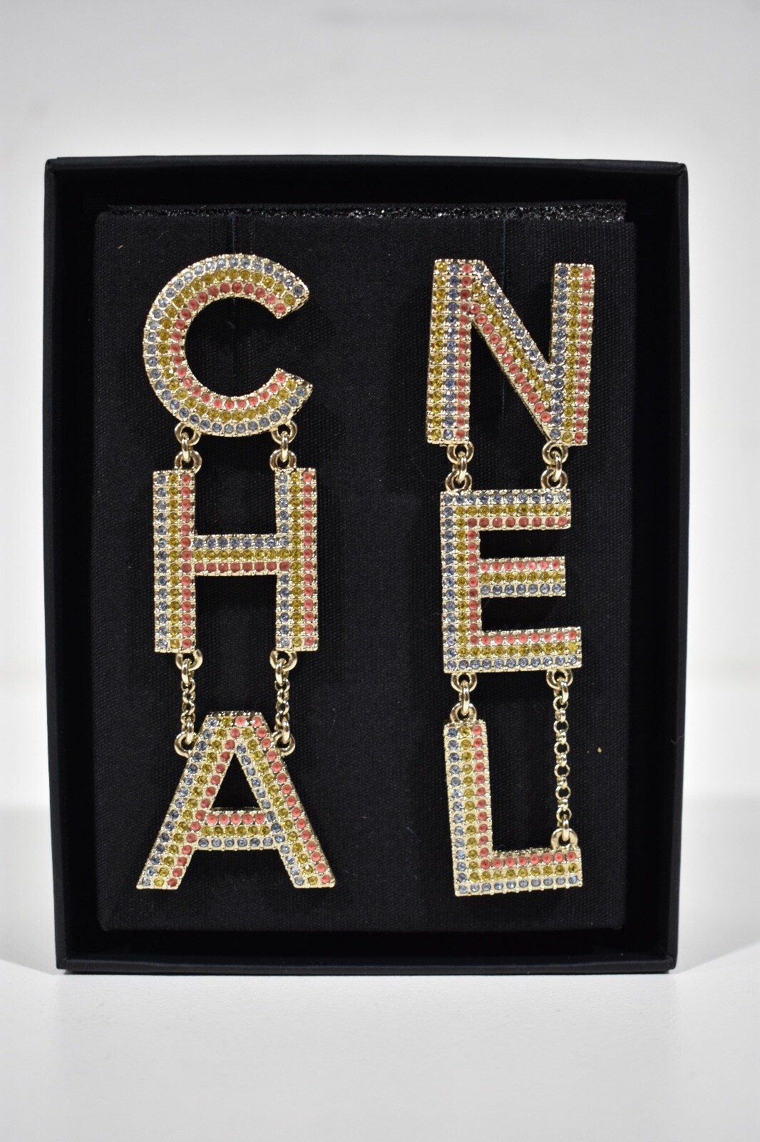 Chanel 23C Multicolor Gold Letter XL Logo Large Dangle Drop