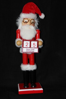 Wooden Christmas Nutcracker, 14'' Santa with Christmas Countdown Holder