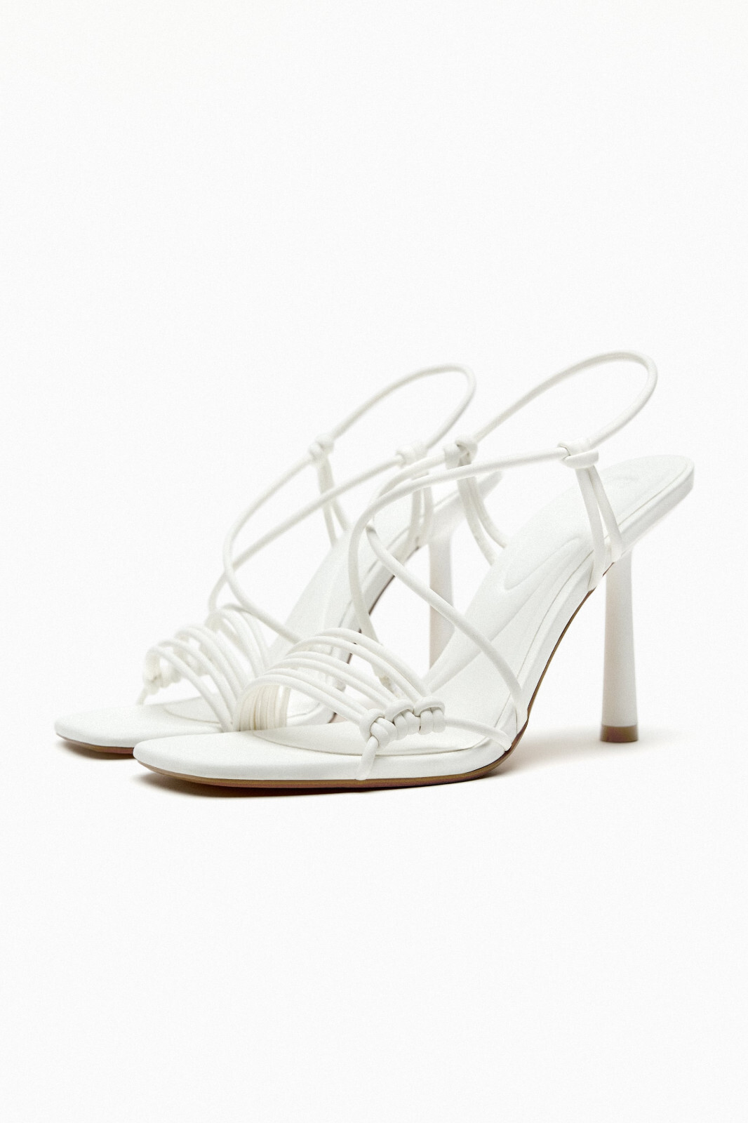 NWT Zara Size US 10 / Euro 41 White Knotted Heeled Sandals