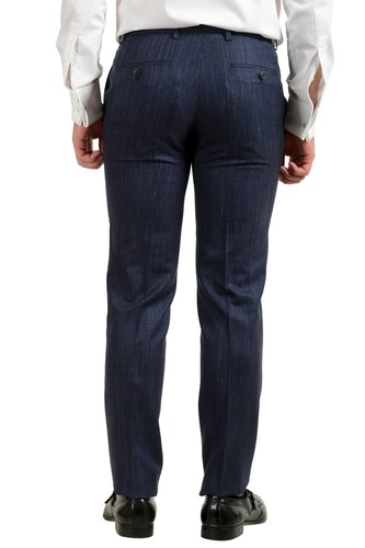 Pre-owned Hugo Boss Men's "huge6/genius5" Slim Fit Blue Wool Silk Linen Two Button Suit