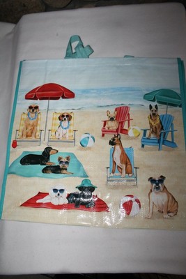 DOGS OF SUMMER at the Beach Reusable Tote Bag 19