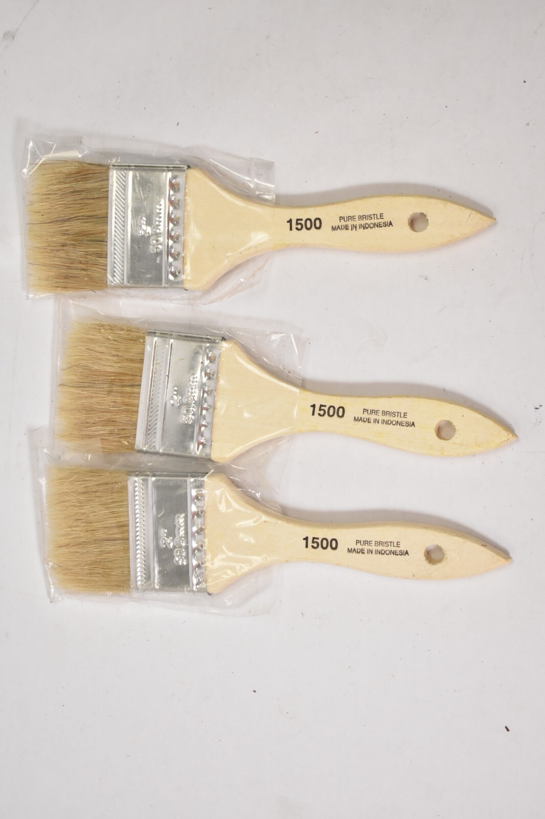 Lot of 3 West Babylon White Chinese Bristle Flat Chip Paint