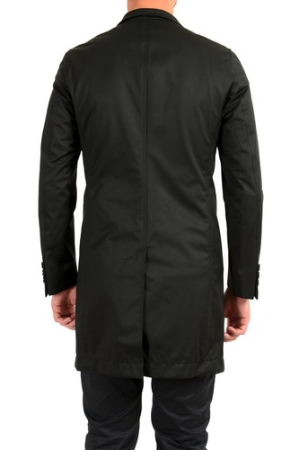 Pre-owned Hugo Boss Men's "shanty1-tw" Black 100% Wool Button Down Coat