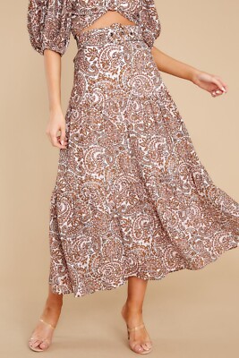 MINKPINK Jedda Paisley Belted Midi Skirt WOMENS SIZE L LARGE NEW