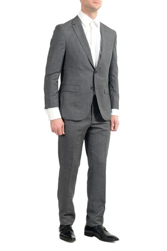 Pre-owned Hugo Boss "novan6/ben2" Men's 100% Wool Slim Gray Two Button Suit
