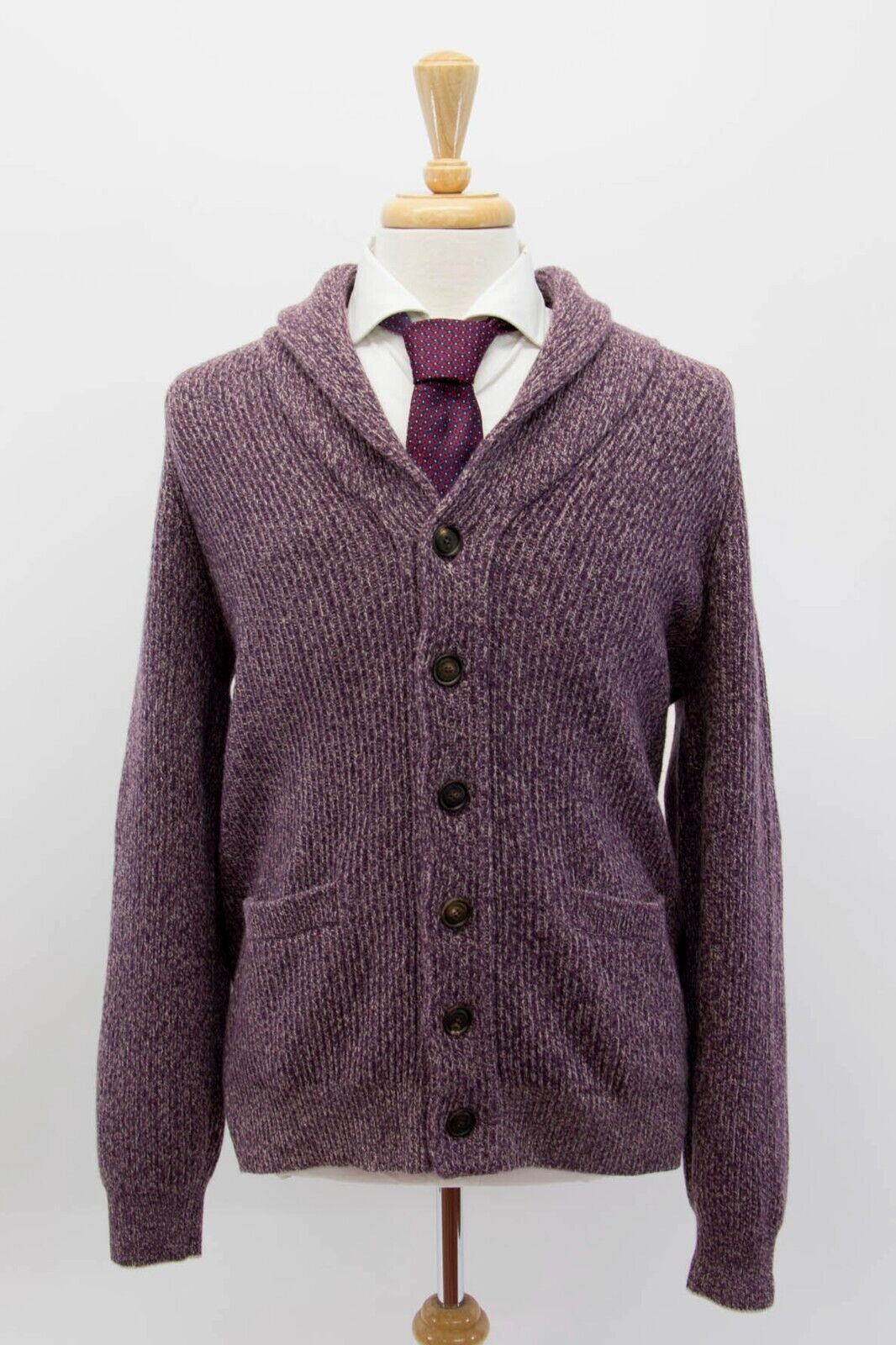 Pre-owned Brunello Cucinelli $3900  Ribbed Cashmere Blend Cardigan Sweater 50/40us A242 In Purple