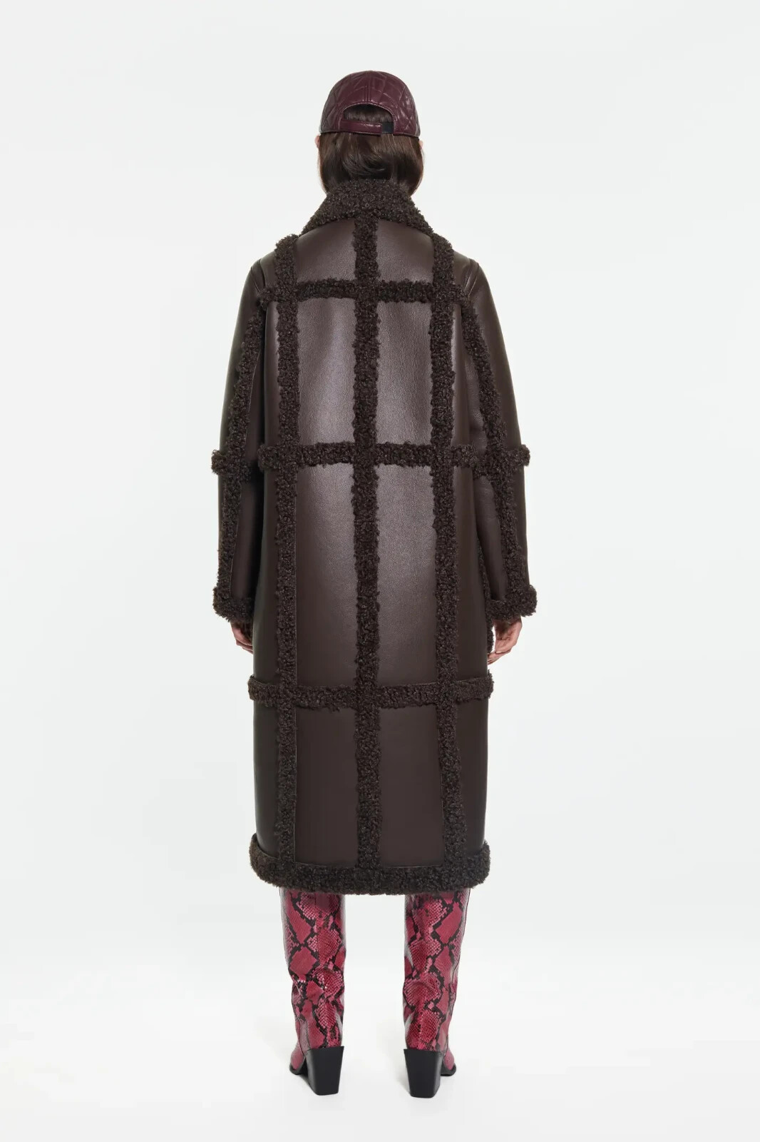 Pre-owned Studio $725 Stand  Women's Patrice Faux-leather Coat, Dark Brown/dark Brown, 34