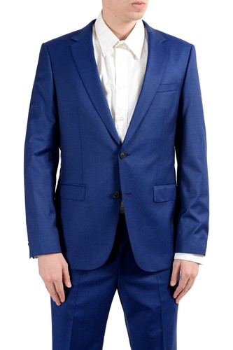Pre-owned Hugo Boss "nestro3/byte1" Men's 100% Wool Blue Two Button Suit