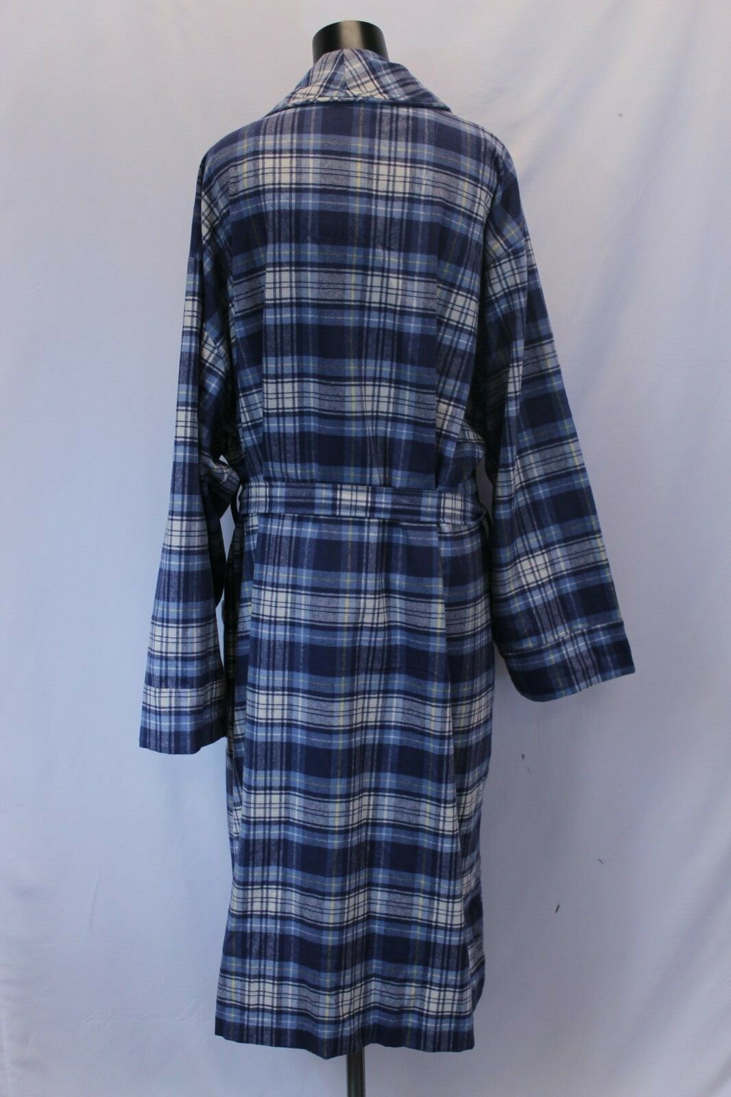 The Vermont Country Store Men's Portuguese Flannel Wrap Robe SV3 Blue Size XL