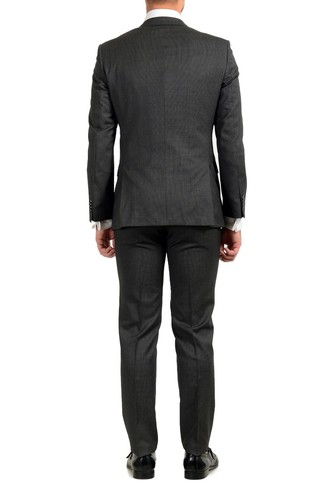 Pre-owned Hugo Boss "huge6/ganius5" Men's 100% Wool Slim Two Button Suit In Gray