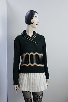 Pullover Strickpullover dunkelgrün 70s True Vintage 70er NOS ungetragen OvP   