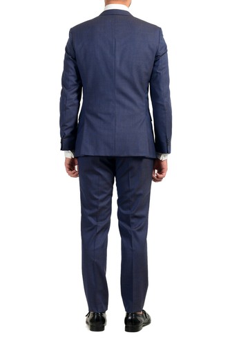 Pre-owned Hugo Boss "huge6/genius5_bxn" Men's 100% Wool Two Button Suit In Blue