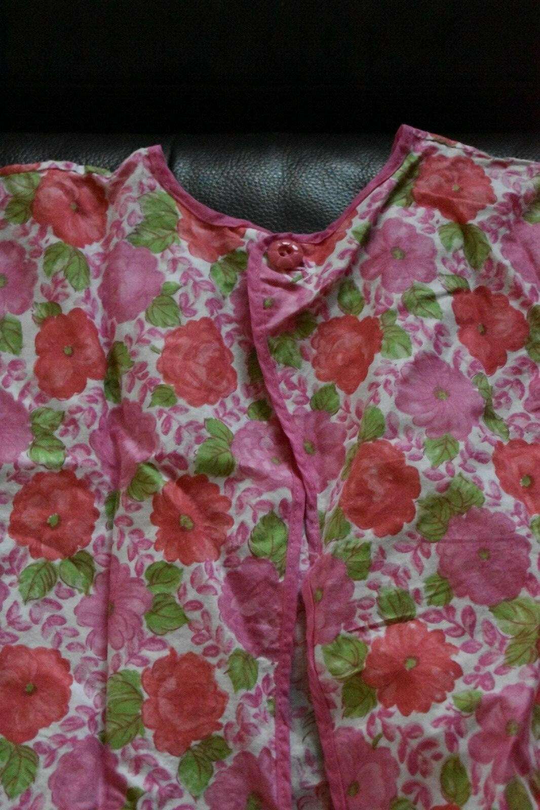 VTG 40's Apron Unused Pink Roses W/ Label Cotton Roses Pockets Tie