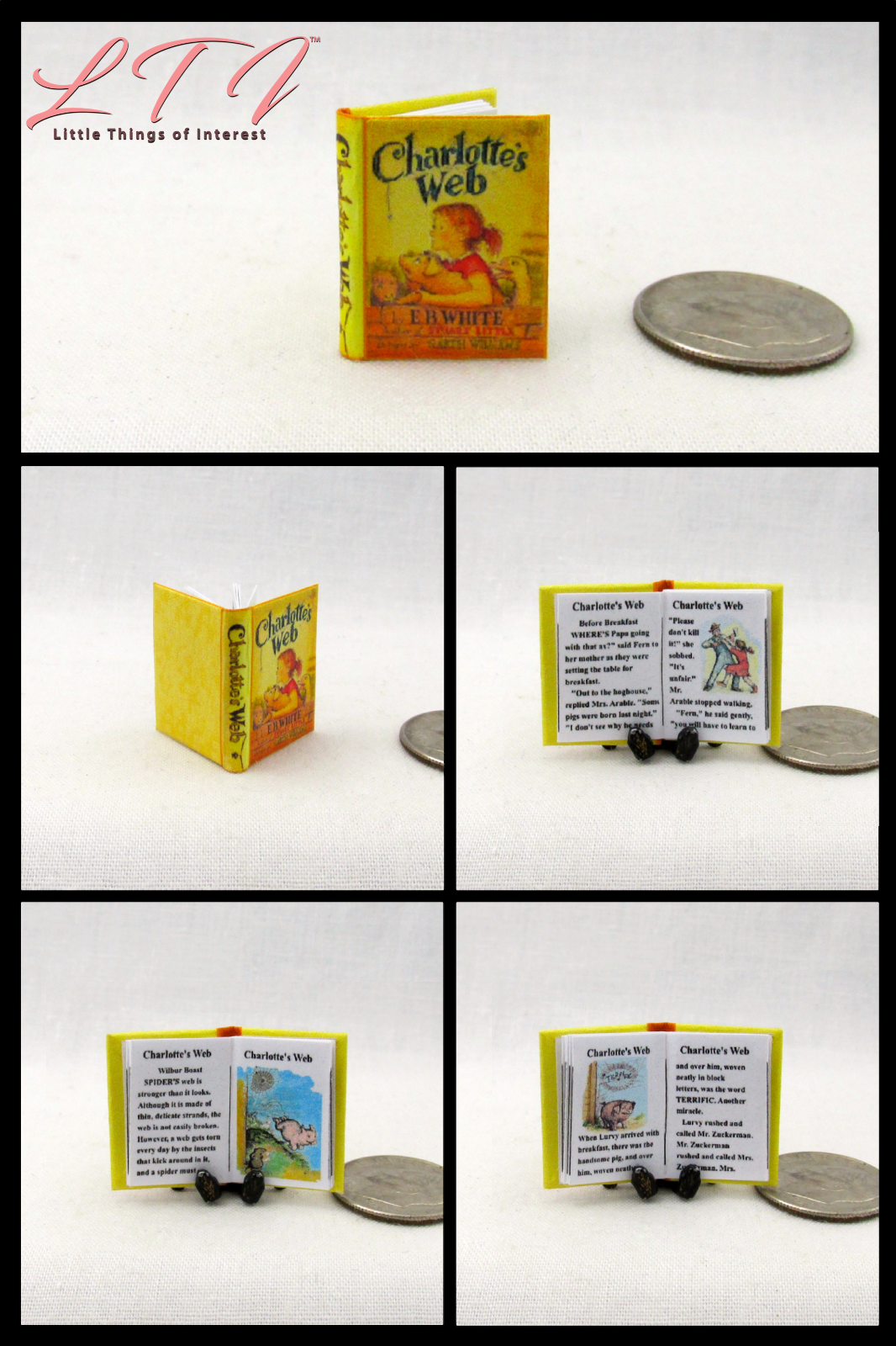 CHARLOTTE'S WEB 1:12 Scale Miniature Readable Color Illustrated Book
