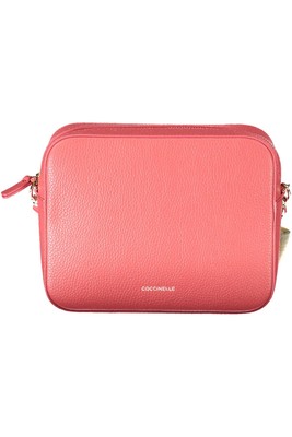 Coccinelle Chic Pink Leather Shoulder Handbag with Logo Women's Accents