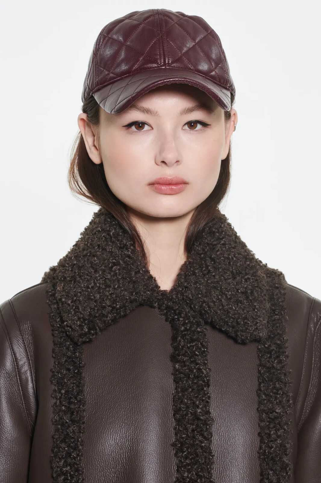 Pre-owned Studio $725 Stand  Women's Patrice Faux-leather Coat, Dark Brown/dark Brown, 34