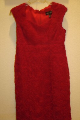 WOMENS CONNECTED APPAREL BEAUTIFUL RED ROSETTE DRESS  SIZE- 6 NWOT