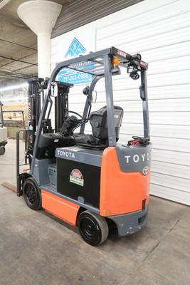 2015' Toyota 8FBCU25, 5,000# Electric Forklift, 48 Volt Battery, 3 Stage, 4 Way