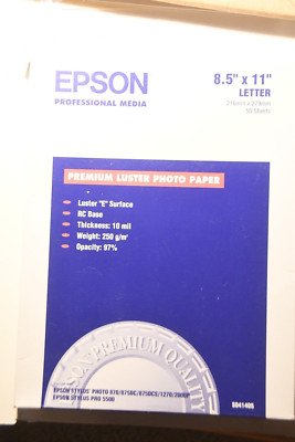 Epson Premium Luster Photo Paper - 250gsm - 8-1/2 x 11 - 45-50 Sheets - NOS