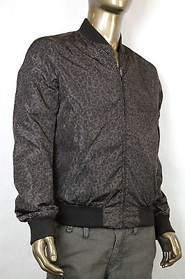 Pre-owned Gucci Authentic  Mens Leopard Print Nylon Bomber Jacket 352980 2069 In Brown