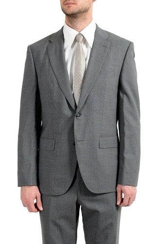 Pre-owned Hugo Boss "jets4/lenon1" Men's 100% Wool Gray Two Button Suit