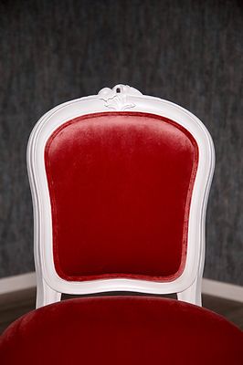 Barockstuhl Stuhl Antik Massiv weiß rot Polster Stil Art Vintage Chippendale 