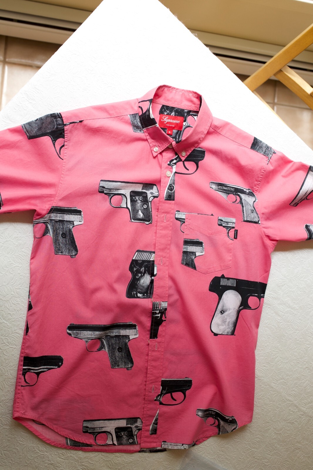 Supreme Guns Button Up Shirt SS 2013 Pink Small | eBay Supreme Guns Button Up Shirt SS 2013 Pink Small | eBay