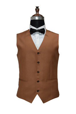 Pre-owned Handmade Men Brown Suits Designer Wedding Grooms Dinner Suits (jacket+vest+pants)