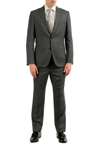 Pre-owned Hugo Boss "johnston3/lenon1" Men's 100% Wool Gray Two Button Suit