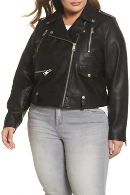

LEVIS STRAUSS Co. Черная мотокуртка на молнии из искусственной кожи Lamb Touch  22/24W, Черный